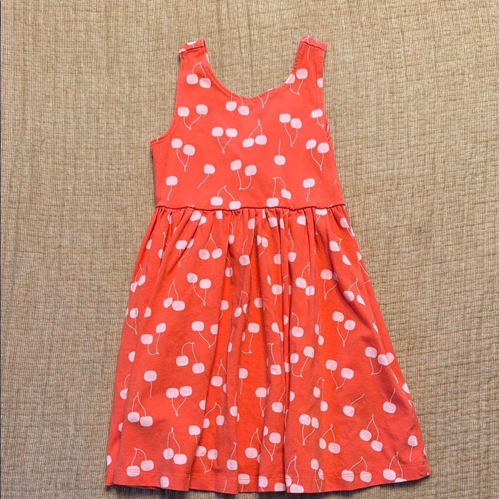 Girls' Cherry Print Coral Dress